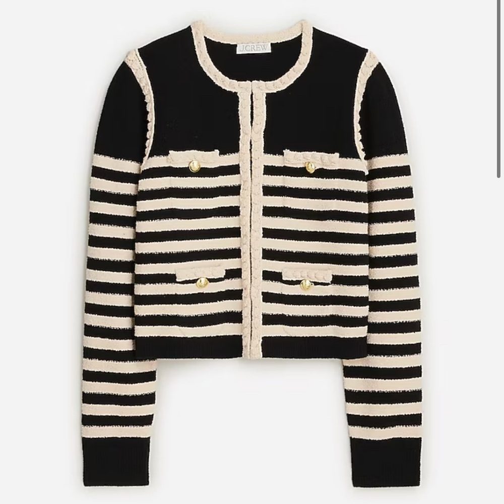 Striped Black and White Boucle Lady Jacket